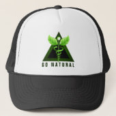Go Natural Therapy Groen Caduceus Icoon Symbool Trucker Pet (Voorkant)