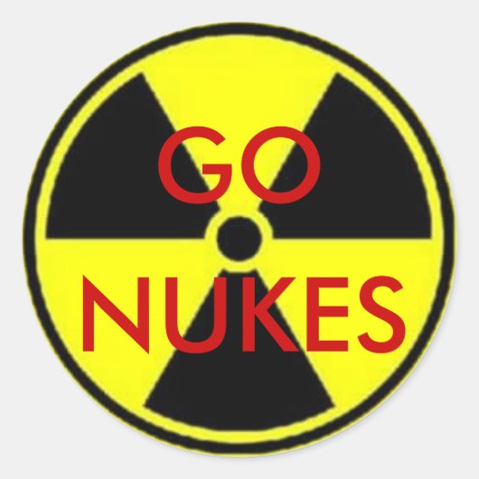 GO NUKES RONDE STICKER (Voorkant)