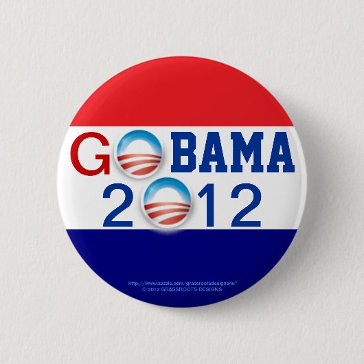 GO OBAMA 2012 3D Logo, 2de termijn Ronde Button 5,7 Cm (Voorkant)