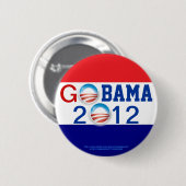 GO OBAMA 2012 3D Logo, 2de termijn Ronde Button 5,7 Cm (Voorkant /achterkant)