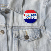 GO OBAMA 2012 3D Logo, 2de termijn Ronde Button 5,7 Cm (In situ)