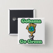 Go Obama Go Green Vierkante Button 5,1 Cm (Voorkant /achterkant)