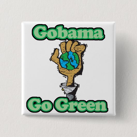 Go Obama Go Green Vierkante Button 5,1 Cm (Voorkant)