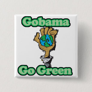 Go Obama Go Green Vierkante Button 5,1 Cm
