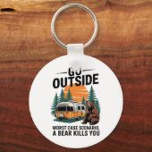 Go Outside Worst Case You Get Eaten Sleutelhanger (Voorkant)