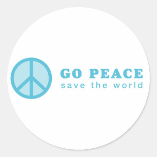 Go Peace (blauw) Ronde Sticker