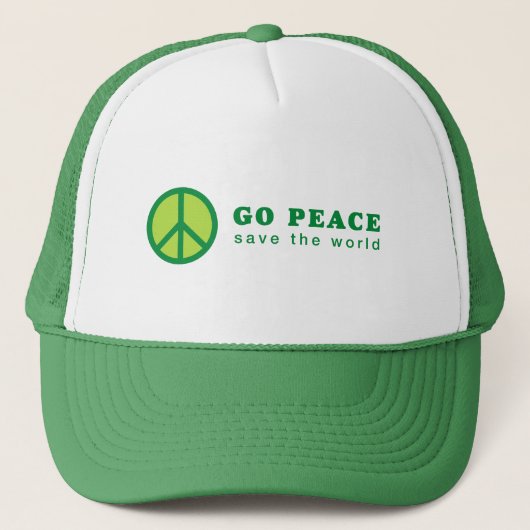 Go Peace (groen) Trucker Pet (Voorkant)