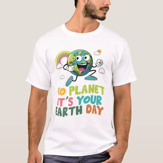 Go Planet Het is jouw Earth Day Running Happy Were T-shirt (Voorkant)