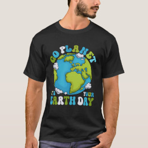 Go Planet Het is uw verjaardag Groovy Planet Earth T-shirt