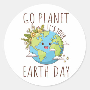 Go Planet is uw Earth Day Leraar Vrouwen Peuter Ronde Sticker