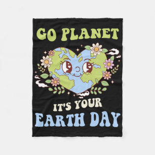 Go Planet is Your Earth Day 2025 Leraar Kinder Cut Fleece Deken