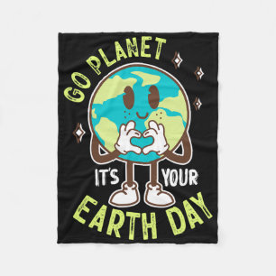 Go Planet is Your Earth Day Schattige voor Kawaii Fleece Deken