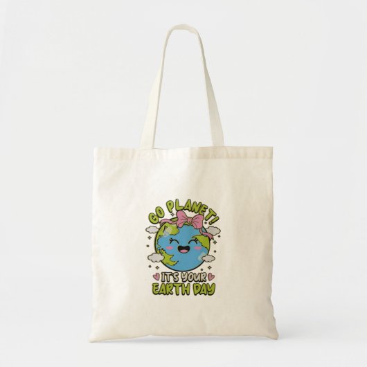 🌎 Go Planet! It’s Your Earth Day 💚 Tote Bag (Voorkant)