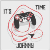 Go Play Video Game Gamer Joystick Red Black White. Sticker (Voorkant)