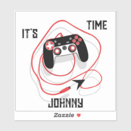 Go Play Video Game Gamer Joystick Red Black White. Sticker