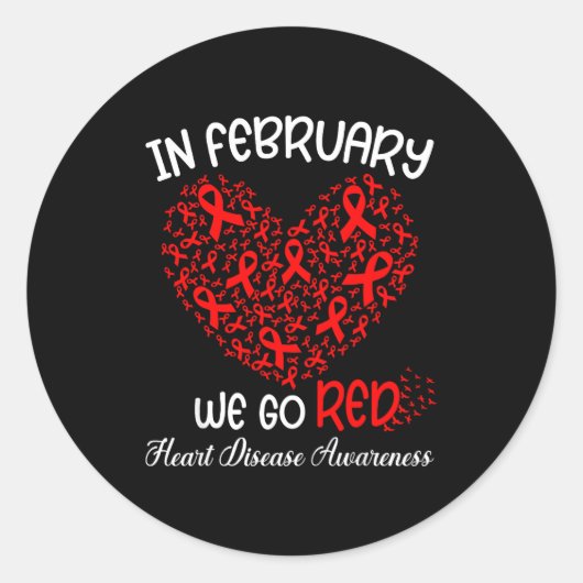 Go Red - American Heart Month Awareness In Februar Ronde Sticker (Voorkant)