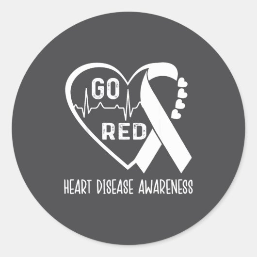 Go Red - February American Heart Health Month Awar Ronde Sticker (Voorkant)