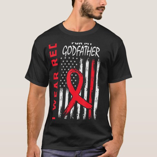 Go Red Godfather Heart Disease Awareness American T-shirt (Voorkant)