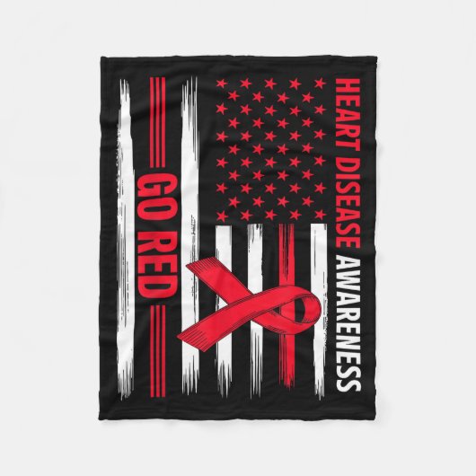 Go Red Heart Disease American Flag Heart Disease A Fleece Deken (Voorkant)