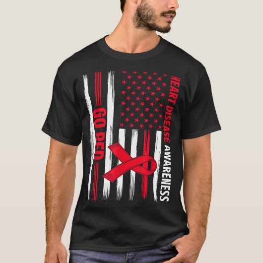 Go Red Heart Disease American Flag Heart Disease A T-shirt (Voorkant)