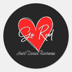 Go Red Heart Disease Awareness Month CHD Vrouwen Ronde Sticker