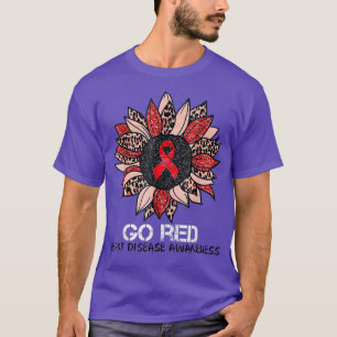 Go Red Heart Disease Awareness Month Ribbon Sunflo T-shirt