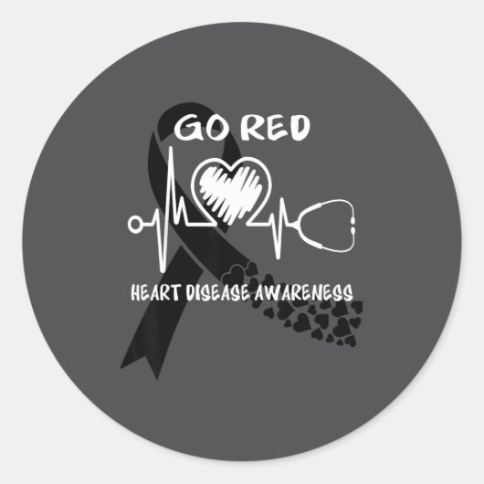 Go Red Heart Disease Awareness Month  Ronde Sticker (Voorkant)