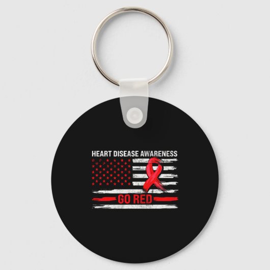 Go Red Heart Disease Suprt Flag - Heart Disease Aw Sleutelhanger (Voorkant)