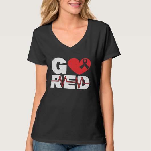 Go Red Heart Health Heart Disease Awareness T-shirt (Voorkant)