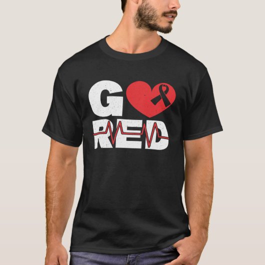 Go Red Heart Health Heart Disease Awareness T-shirt (Voorkant)