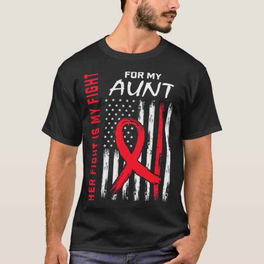 Go Red Her Fight Aunt Heart Disease Awareness Usa  T-shirt (Voorkant)