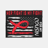 Go Red Her Fight Cousin Heart Disease Awareness Fl Fleece Deken (Voorkant (Horizontaal))