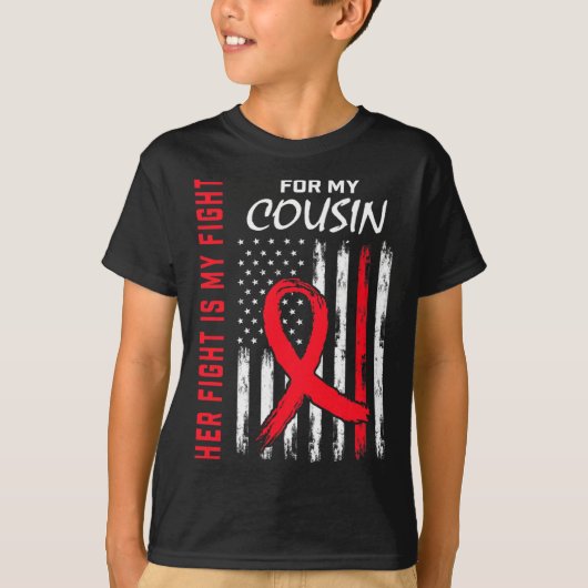Go Red Her Fight Cousin Heart Disease Awareness Fl T-shirt (Voorkant)