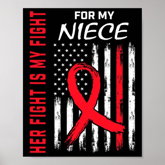 Go Red Her Fight Niece Heart Disease Awareness Us  Poster (Voorkant)