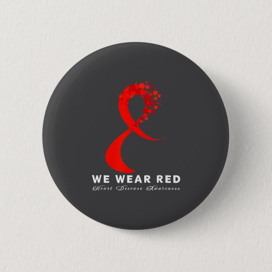 Go Red In February Heart Disease Awareness Health  Ronde Button 5,7 Cm (Voorkant)