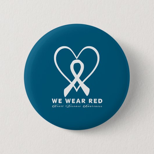 Go Red In February Heart Disease Awareness Health  Ronde Button 5,7 Cm (Voorkant)
