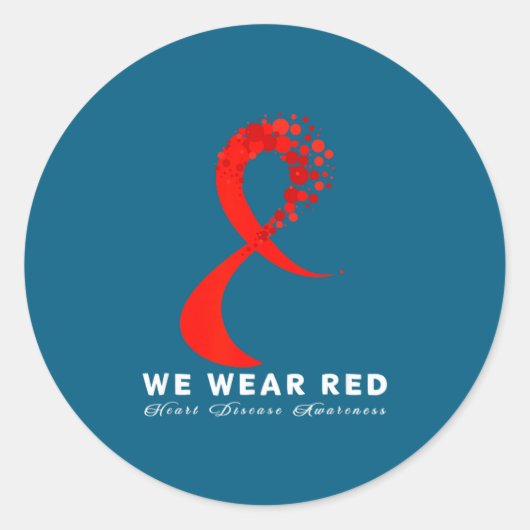 Go Red In February Heart Disease Awareness Health  Ronde Sticker (Voorkant)