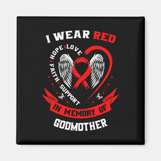 Go Red In Memory Of Godmother Heart Disease Awaren Magneet (Voorkant)