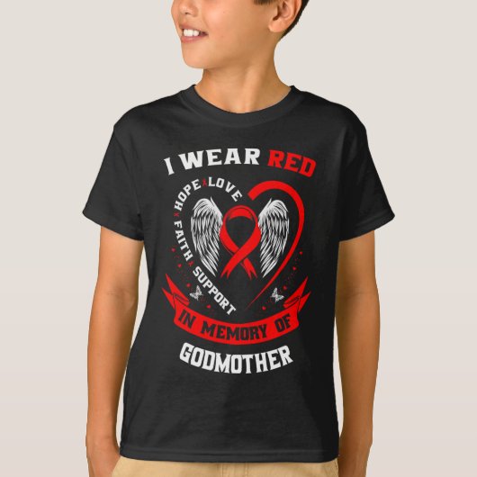 Go Red In Memory Of Godmother Heart Disease Awaren T-shirt (Voorkant)