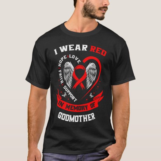 Go Red In Memory Of Godmother Heart Disease Awaren T-shirt (Voorkant)