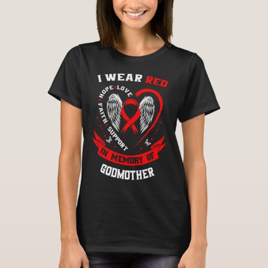 Go Red In Memory Of Godmother Heart Disease Awaren T-shirt (Voorkant)