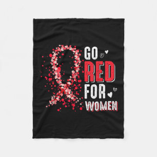 Go Red voor Vrouwen Ribbon Hart Ziekte Bewustzijn  Fleece Deken