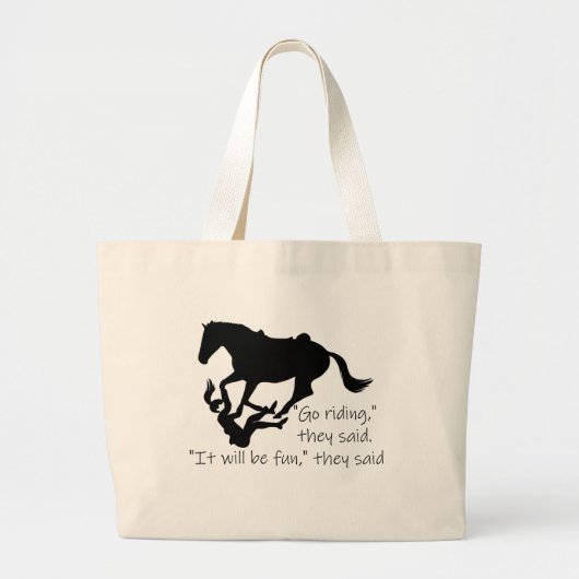 Go Riding Horses Funny Quote Grote Tote Bag (Voorkant)