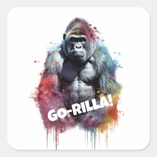 Go-rilla!! Vierkante Sticker (Voorkant)