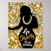 Go Shorty 90's Old School Hip Hop Birthday Glitter Poster (Voorkant)
