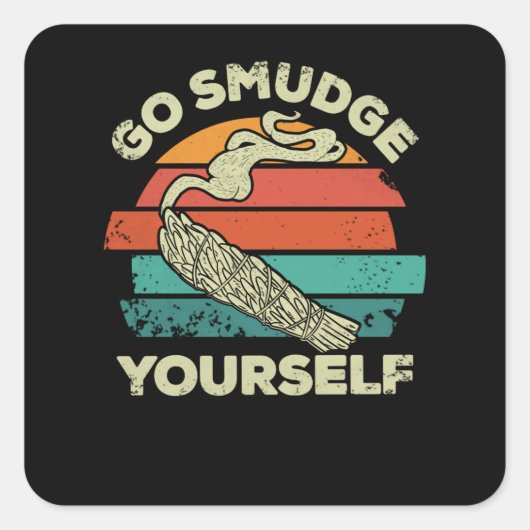 Go Smudge Yourself, Native American Retro Sunset S Vierkante Sticker (Voorkant)