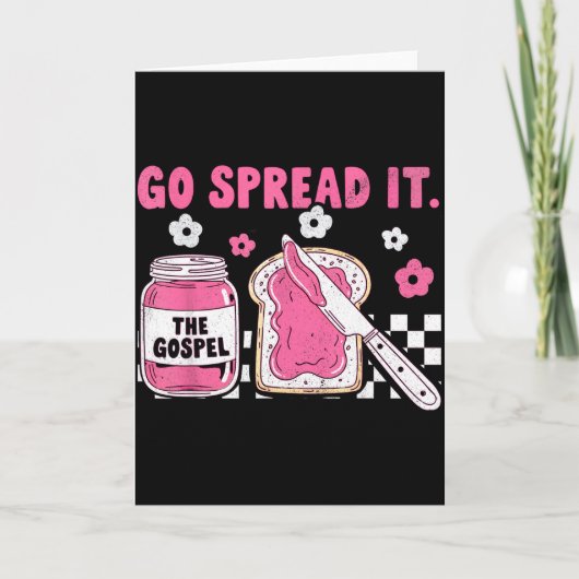 Go Spread It The Gospel Retro Funny Jar Floral Chr Kaart (Voorkant)