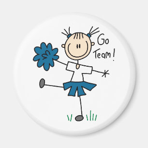 Go Team Blue Cheerleader Magnet