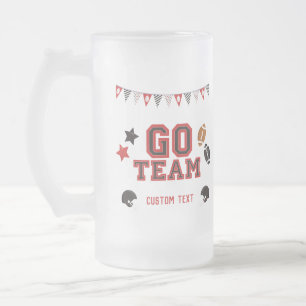 Go Team Football Fan Red and Black Festive Sports Matglas Bierpul