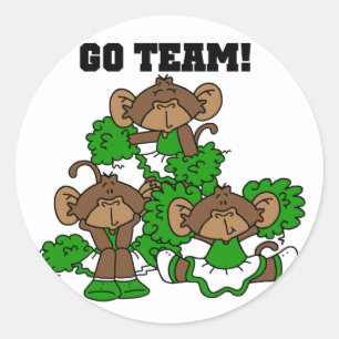 Go Team Groene en Witte T-shirts en geschenken Ronde Sticker